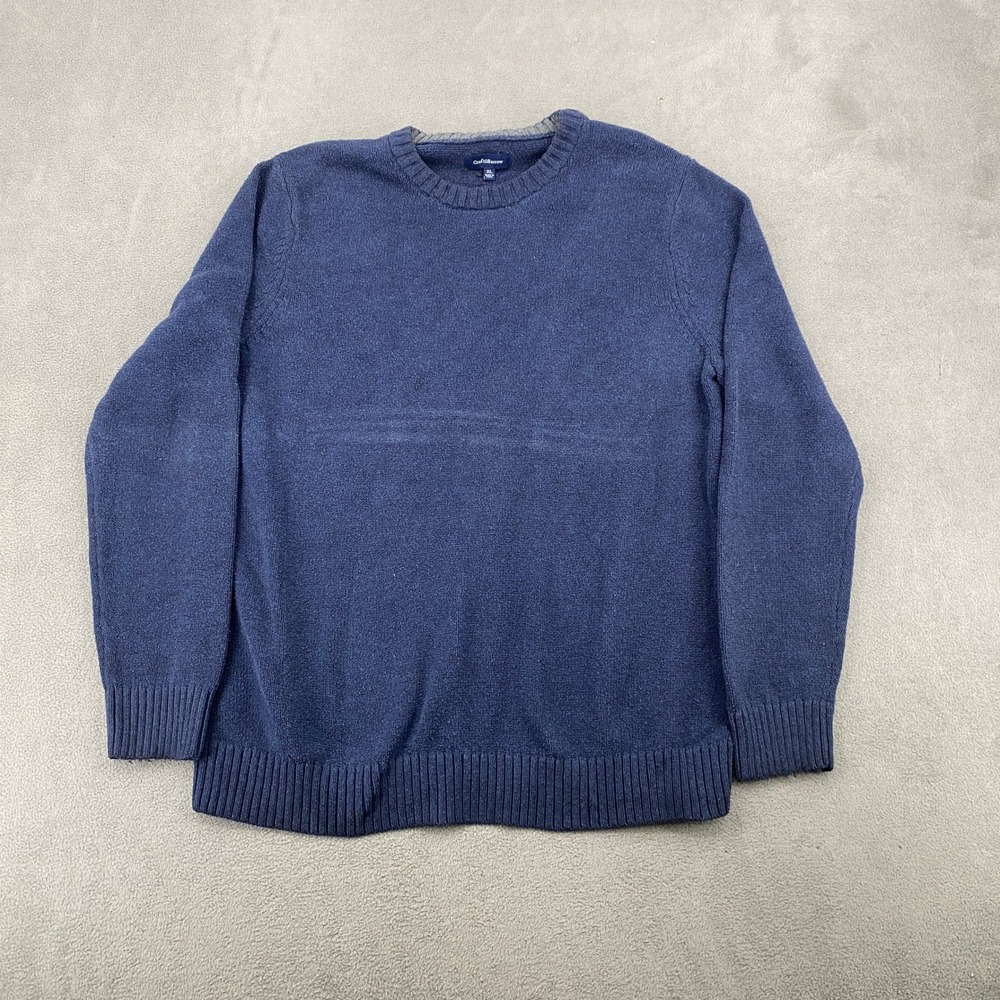 Croft & Barrow Mens XL Navy Blue Crew Neck Cotton Blend Knit Sweater 7772
